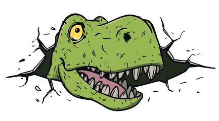 Naklejka premium Cartoon colored dinosaur animal illustration