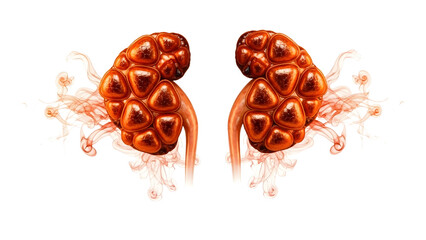 Detailed 3D illustration of human kidneys with renal arteries and veins, healthy anatomy concept, perfect for medical education and health presentations