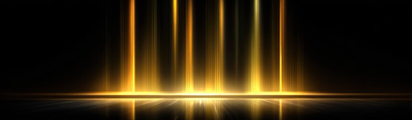 Abstract golden light rays against a dark background representing energy