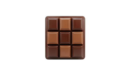 Obraz premium A bar of chocolate with three different shades of brown on transparent background