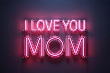 Bright neon sign saying i love you mom