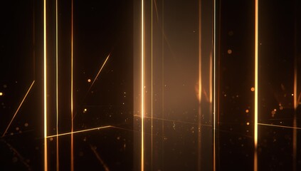 Abstract golden light streaks on dark background for modern design projects