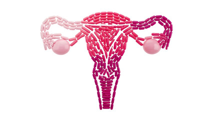 3D Illustration of Human Female Reproductive System with Uterus, Fallopian Tubes, and Ovaries, Medical Anatomy Concept