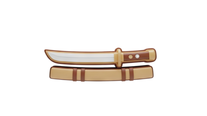 Cartoon Katana Sword and Sheath on transparent background