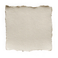 Obraz premium Torn paper textured surface square shape beige color rough edge isolated background blank empty vintage stationery craft neutral