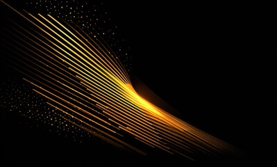 Abstract golden lines against black background graphic design element