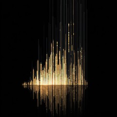 Abstract golden lines against black background reflecting light design