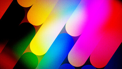 Abstract 3D glowing capsule shapes neon background