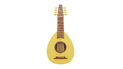 Yellow Lute Illustration on transparent background