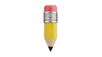 Yellow Pencil with Pink Eraser on transparent background