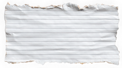 Torn paper lined sheet isolated blank horizontal textured white rough edge note empty stationery background create rustic and nostalgic feeling