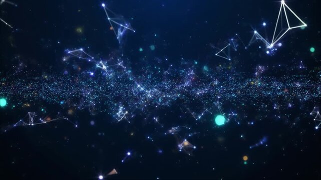 A celestial map of constellations and stars in the night sky viewed from space