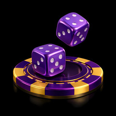 Purple Dice and Casino Chip