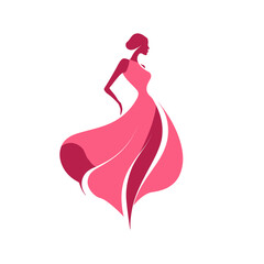 Elegant silhouette of woman in dress fashion and design concept