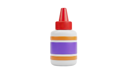 3D Glue Bottle with Red Cap and Purple Label on transparent background