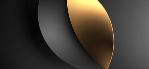 Abstract golden ribbon shape on dark background modern 3 d illustration