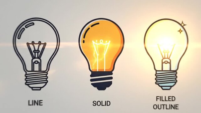 Collection of Light Bulb Icons Illustrating Different Styles.