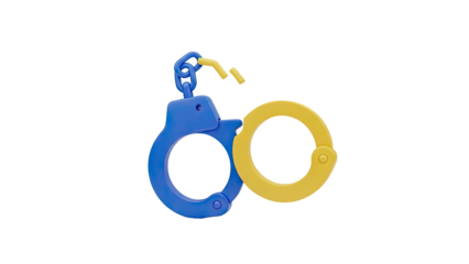 Broken Handcuffs with Blue and Yellow Colors on transparent background
