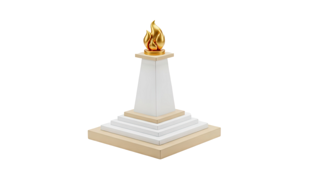 Golden Flame Monument Symbol on transparent background - Powered by Adobe