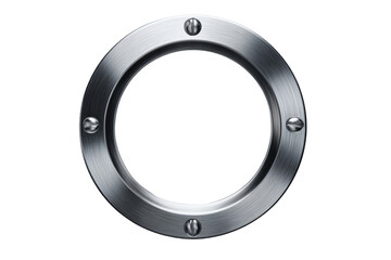 Brushed metal ring with four screws on black background steel silver, Isolated On White Background, Png Transparent