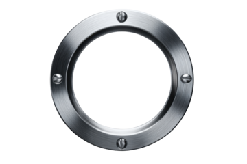 Brushed metal ring with four screws on black background steel silver, Isolated On White Background, Png Transparent