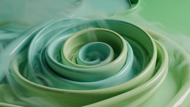 Green bowls nested with mist