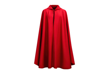 Full length red cape with hood and tie closure against black background cloak, Isolated On White Background, Png Transparent