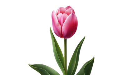 Pink tulip isolated on transparent background