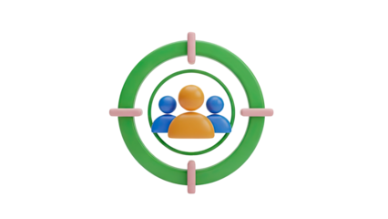 3D Targeting a group of people icon on transparent background