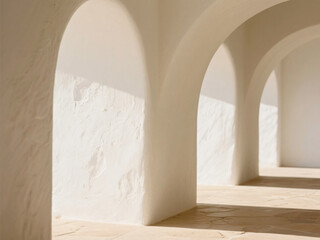 Empty Mediterranean Interior with Bright Sunlight