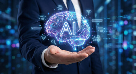 Artificial intelligence ai, Machine learning concept, Digital brain technology, Smart business innovation