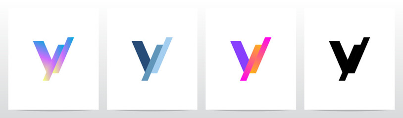 Stripes Diagonal Cut Letter in Half Initial Logo Design V