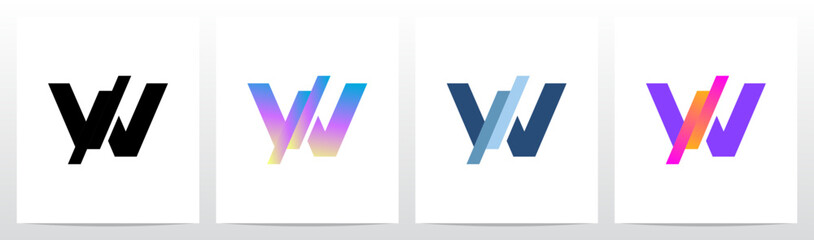 Stripes Diagonal Cut Letter in Half Initial Logo Design W