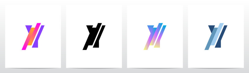 Stripes Diagonal Cut Letter in Half Initial Logo Design Y