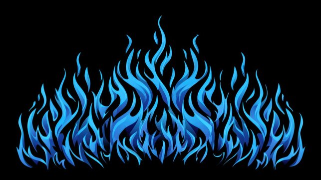 Vibrant blue flames against a black background vector illustration