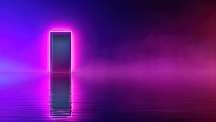 Abstract glowing portal against a blue and purple background