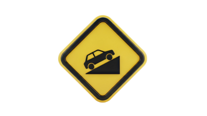 Steep Grade Warning Sign on transparent background