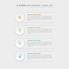 Modern 4 Steps Business Infographic Template with Icons and Linear Design