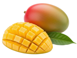 Mango and sliced mango isolated on transparent background