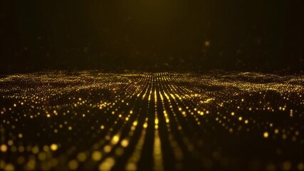 A luxurious carpet of golden confetti stretches into the distance, illuminated by radiant light from above, creating a festive atmosphere.