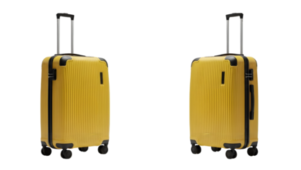 Two yellow suitcases isolated on transparent background
