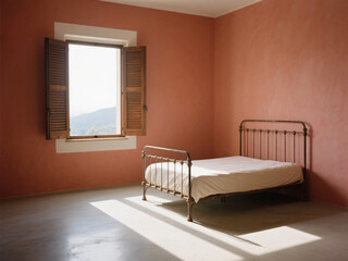 Empty Mediterranean Interior with Bright Sunlight