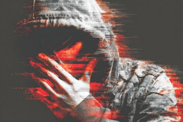 Social Engineering Threat Masked Person Talking with Digital Interface Cybersecurity Hacking Concept