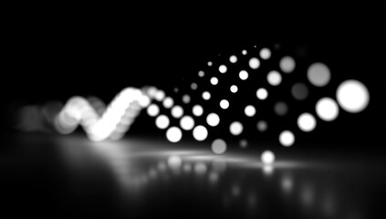 Abstract glowing wave of dots on dark background for technology concept