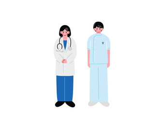 女医と男性看護師のイラスト