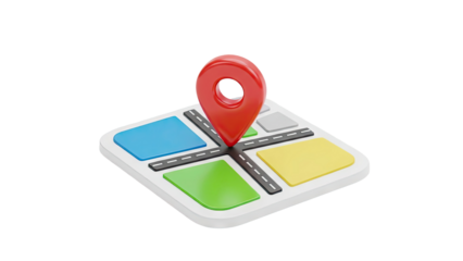 Red Map Pin Location Icon on Abstract Map transparent background