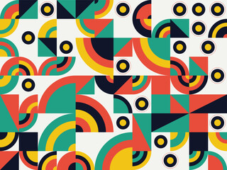 Abstract Geometric Shapes in Memphis Style with Bright Colors and Bold Patterns for Graphic Design