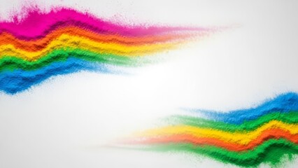 Vibrant Rainbow Colored Brush Strokes on White Background.