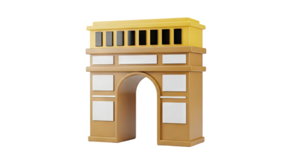3D Triumphal Arch Icon on transparent background