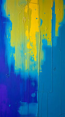 vertical abstract painted texture with layered blue yellow tones and expressive brush strokes